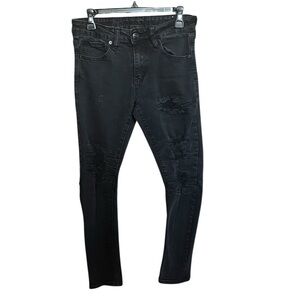 Rue21 Womens Size 28 Skinny Arc Supreme Flex Distressed Jeans Moto Black Denim